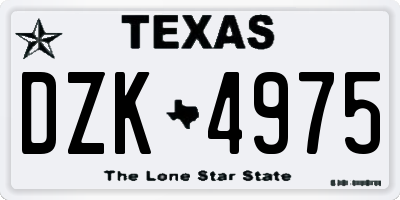 TX license plate DZK4975