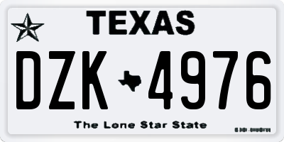 TX license plate DZK4976