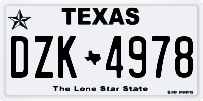 TX license plate DZK4978