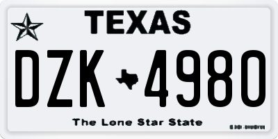 TX license plate DZK4980