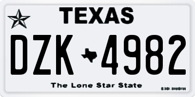TX license plate DZK4982