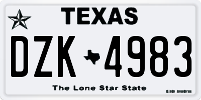 TX license plate DZK4983