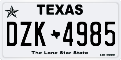 TX license plate DZK4985