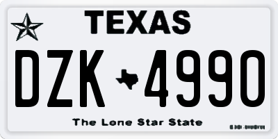 TX license plate DZK4990