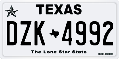 TX license plate DZK4992