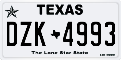 TX license plate DZK4993
