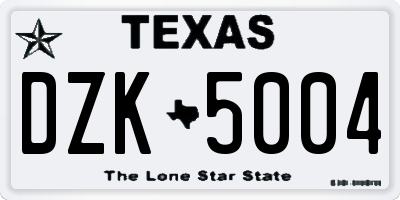 TX license plate DZK5004