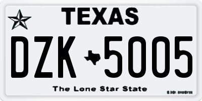 TX license plate DZK5005