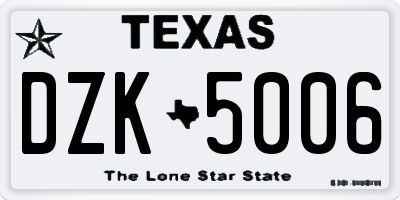 TX license plate DZK5006