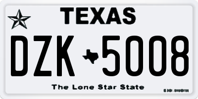 TX license plate DZK5008