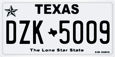 TX license plate DZK5009