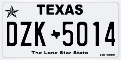 TX license plate DZK5014