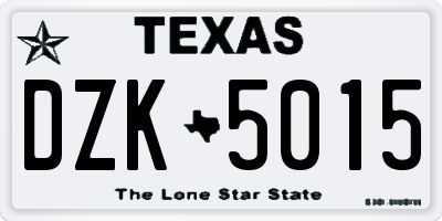 TX license plate DZK5015