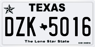 TX license plate DZK5016