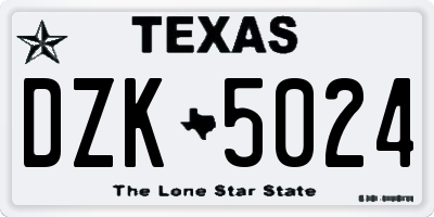 TX license plate DZK5024