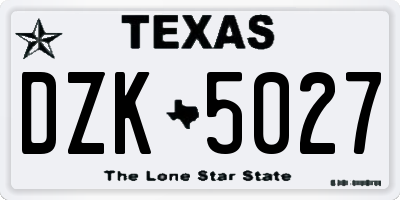 TX license plate DZK5027