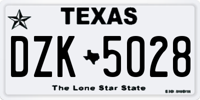 TX license plate DZK5028