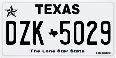 TX license plate DZK5029