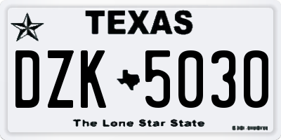 TX license plate DZK5030