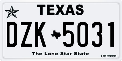 TX license plate DZK5031