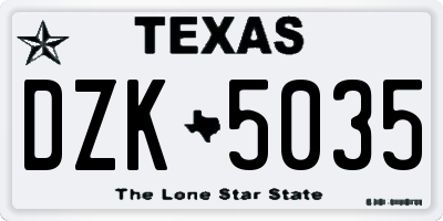 TX license plate DZK5035