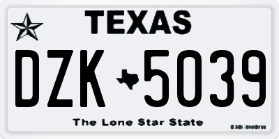 TX license plate DZK5039