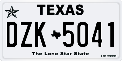 TX license plate DZK5041