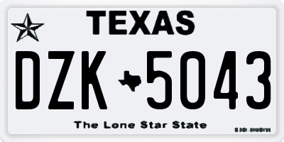 TX license plate DZK5043