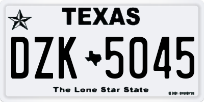 TX license plate DZK5045