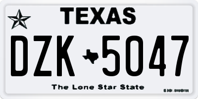 TX license plate DZK5047