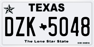 TX license plate DZK5048