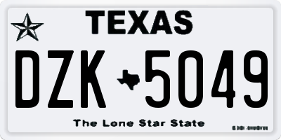 TX license plate DZK5049