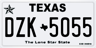 TX license plate DZK5055
