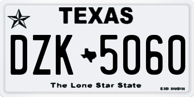 TX license plate DZK5060