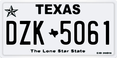 TX license plate DZK5061