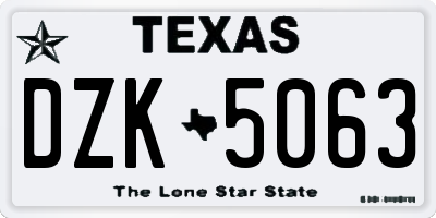 TX license plate DZK5063