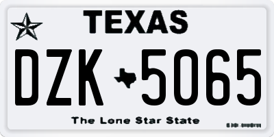 TX license plate DZK5065