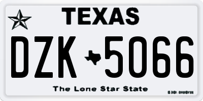 TX license plate DZK5066