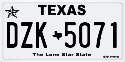 TX license plate DZK5071