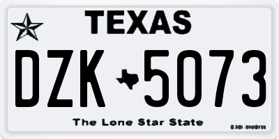 TX license plate DZK5073