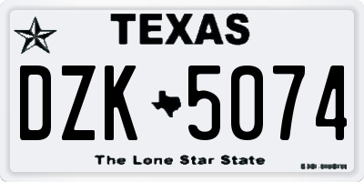 TX license plate DZK5074