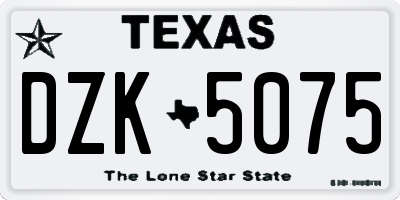 TX license plate DZK5075