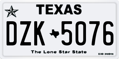 TX license plate DZK5076
