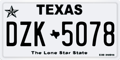 TX license plate DZK5078