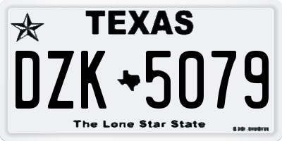 TX license plate DZK5079