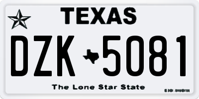 TX license plate DZK5081