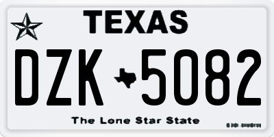 TX license plate DZK5082