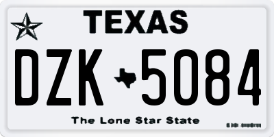 TX license plate DZK5084