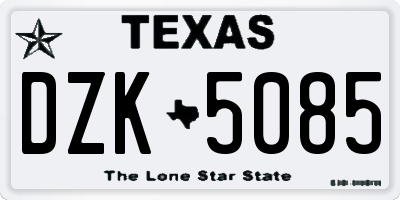 TX license plate DZK5085