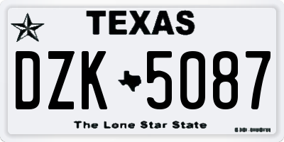 TX license plate DZK5087